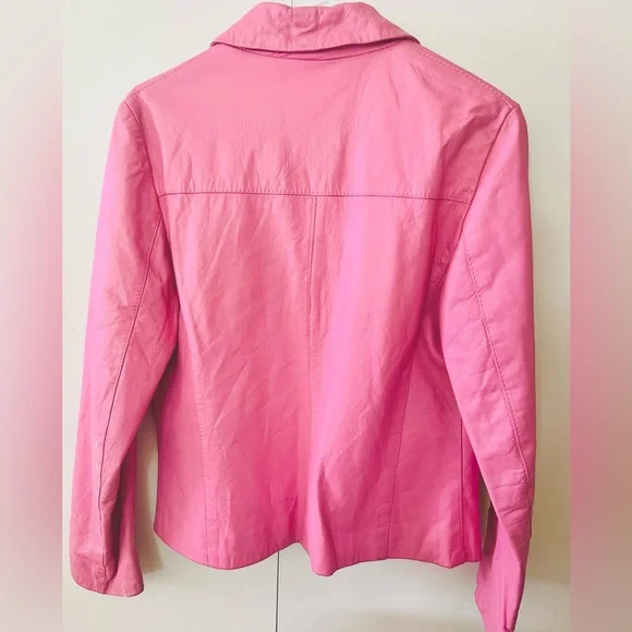 💰 PRICE DROP 💰on this Barbie Rare Gorgeous Pink vintage leather jacket - Picture 2 of 4